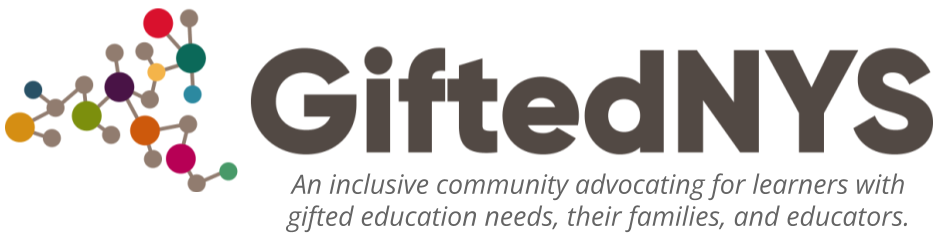 Gifted NYS logo with tag line: an inclusive community advocating for learners with gifted education needs, their families, and educators. 